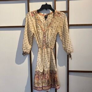 Floral Boho Dress with Pink Accents